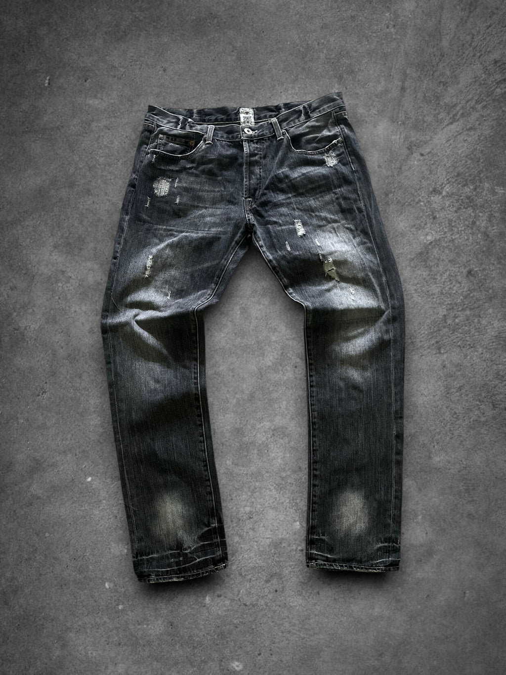 Christian Audigier Distressed Denim - L