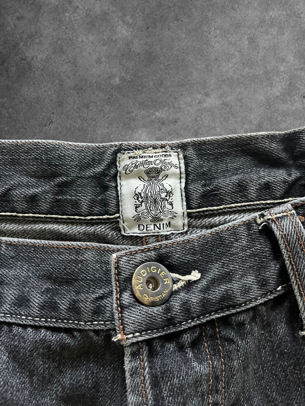 Christian Audigier Distressed Denim - L