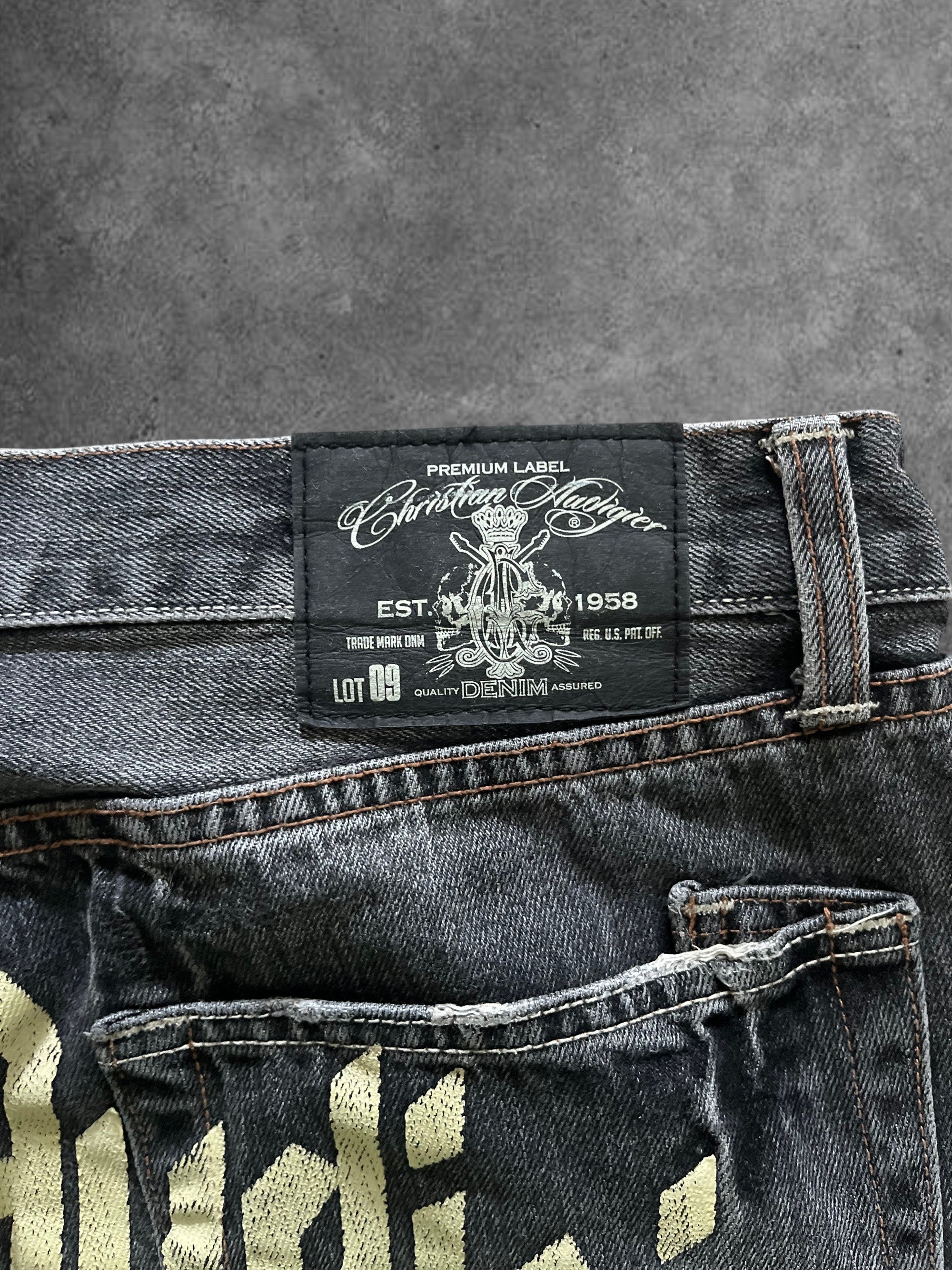 Christian Audigier Distressed Denim - L